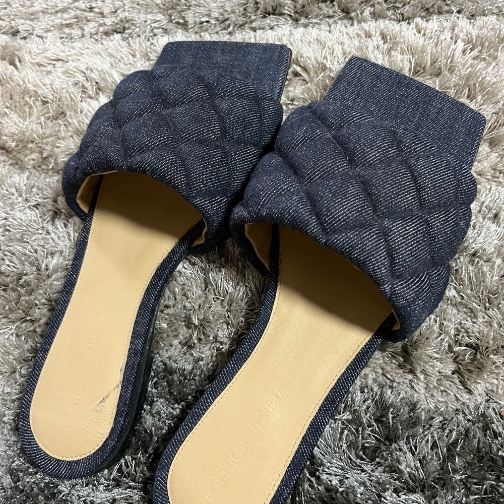 Bottega Veneta Quilted Denim Flats
